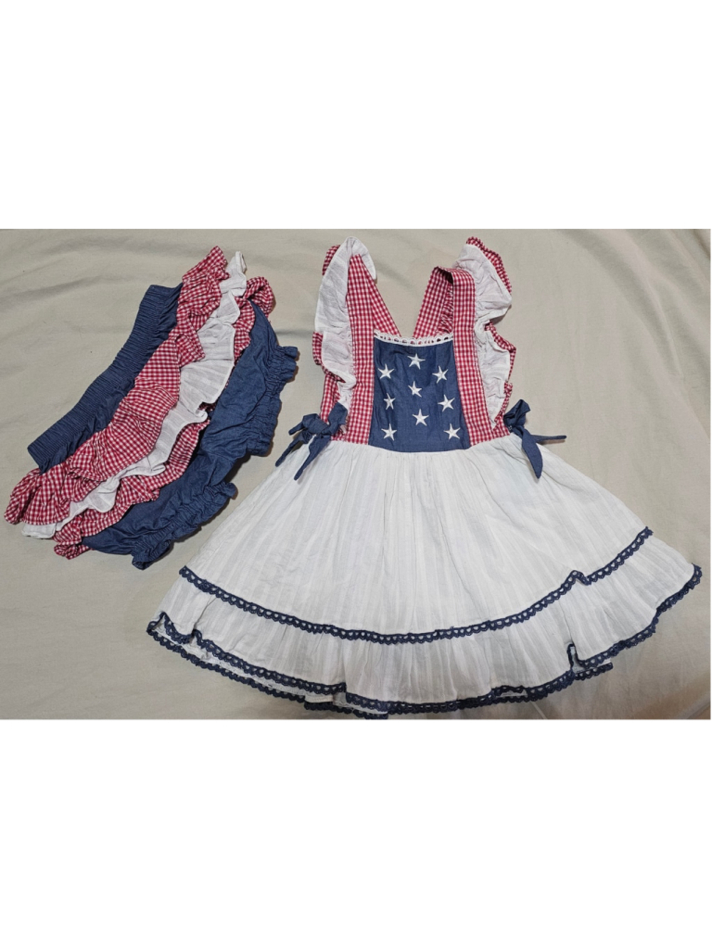 Toddler Girls Three By The Sea Patriotic Dress and Bloomer Set size 2T